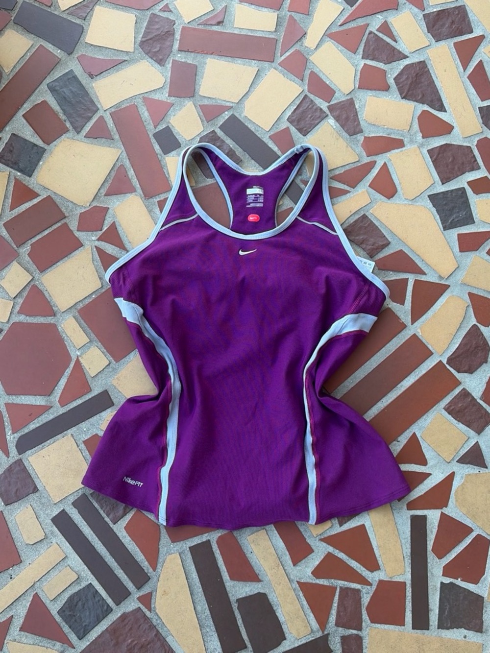 Vintage Y2k Nike Racerback Athletic Tank with Light Gray Trim